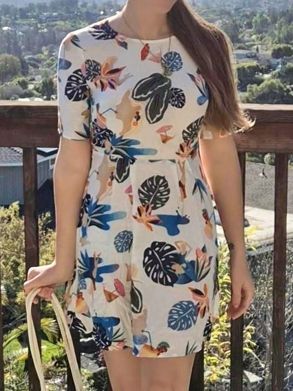 & Other Stories tropical floral print open back dress A-Line Dress 4